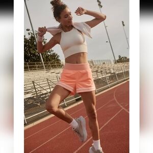 Free People Mesh Track Short Papaya Punch Sz M